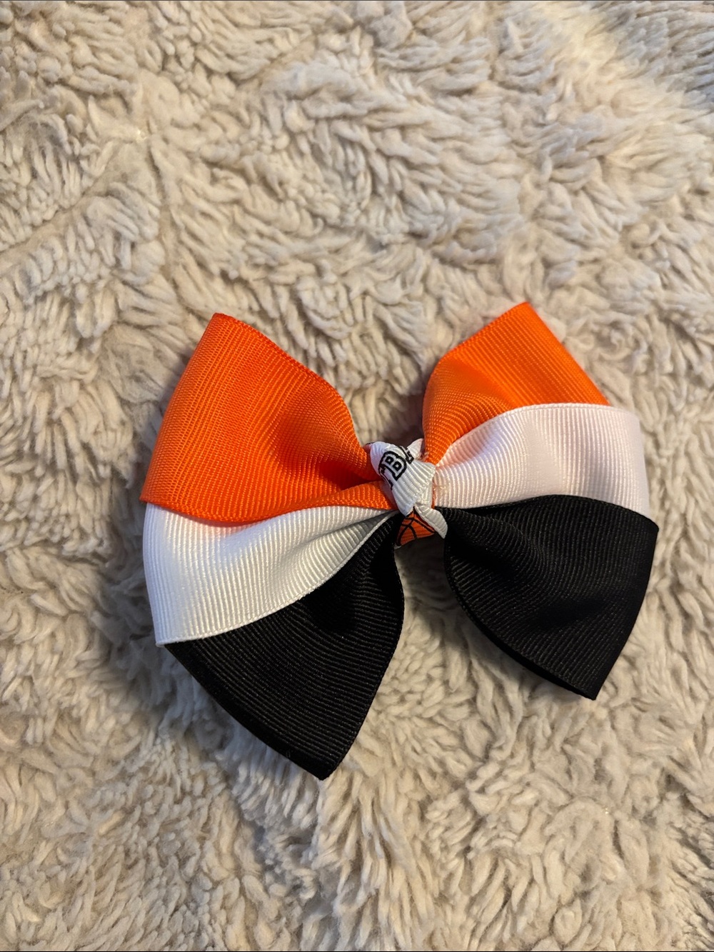 Kids Orange White Black Layered Hair Bow